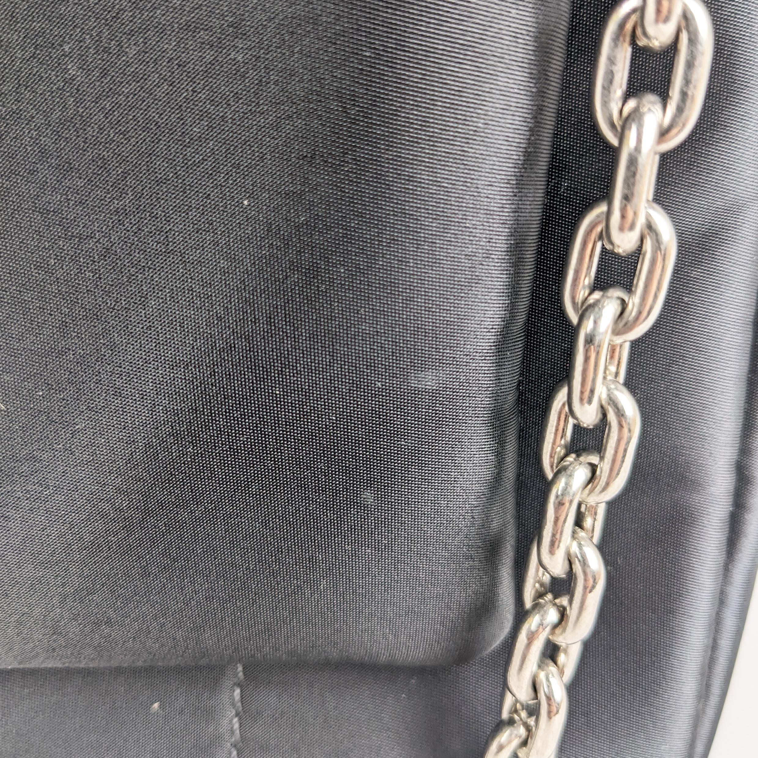Prada Zip Pocket Chain Tote Bag Tessuto with Leather Small 2