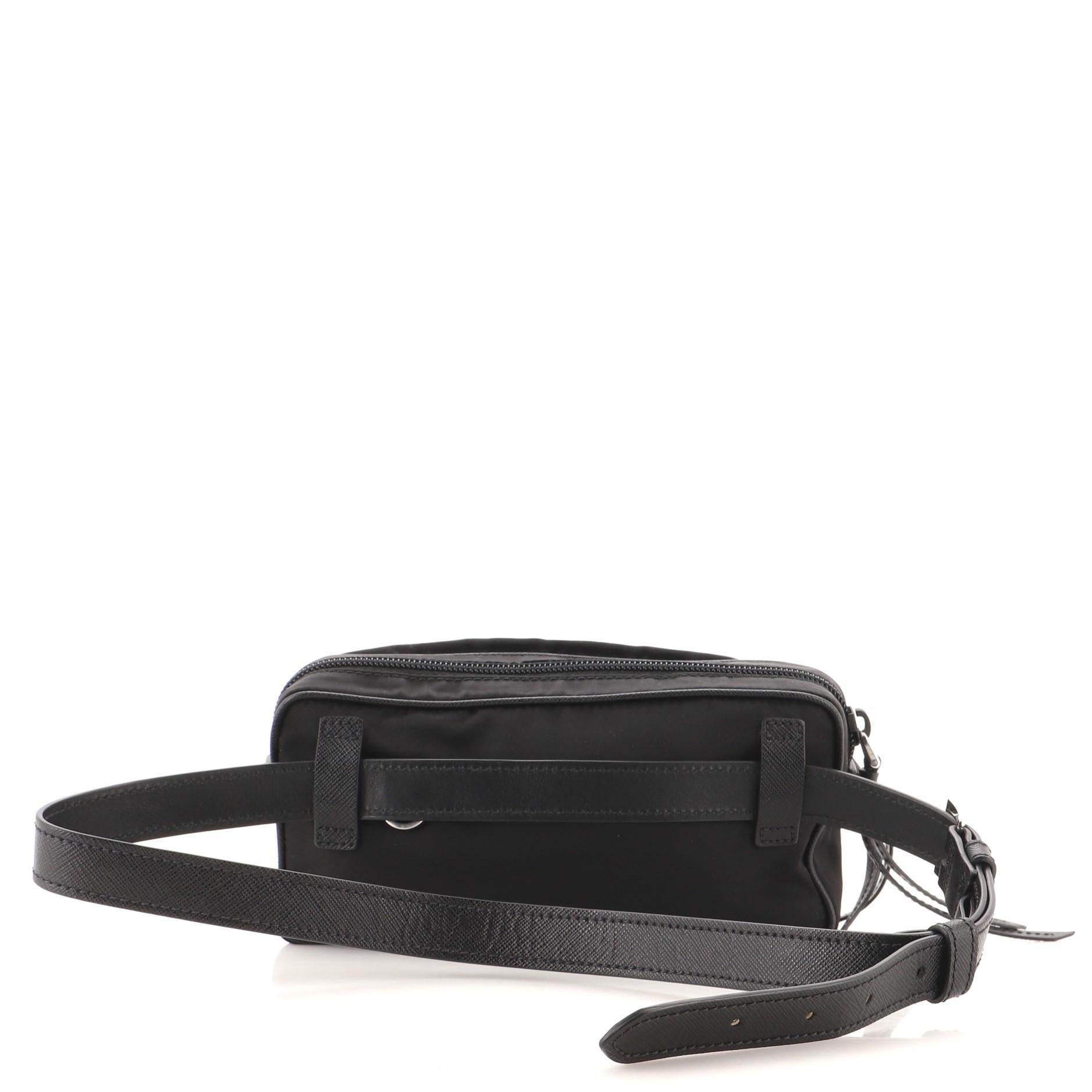 Prada Zip Pocket Waist Bag Tessuto with Saffiano Small In Good Condition In NY, NY