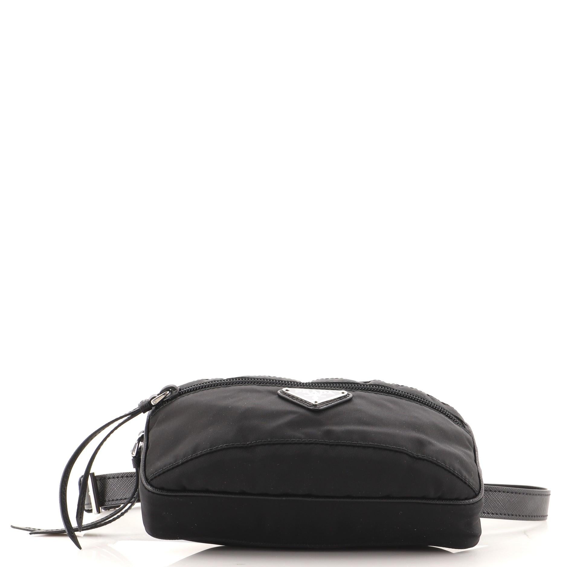 Women's or Men's Prada Zip Pocket Waist Bag Tessuto with Saffiano Small