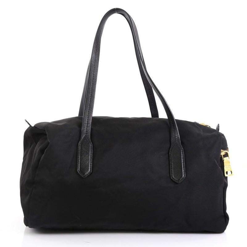 Black Prada Zip Satchel Tessuto Medium