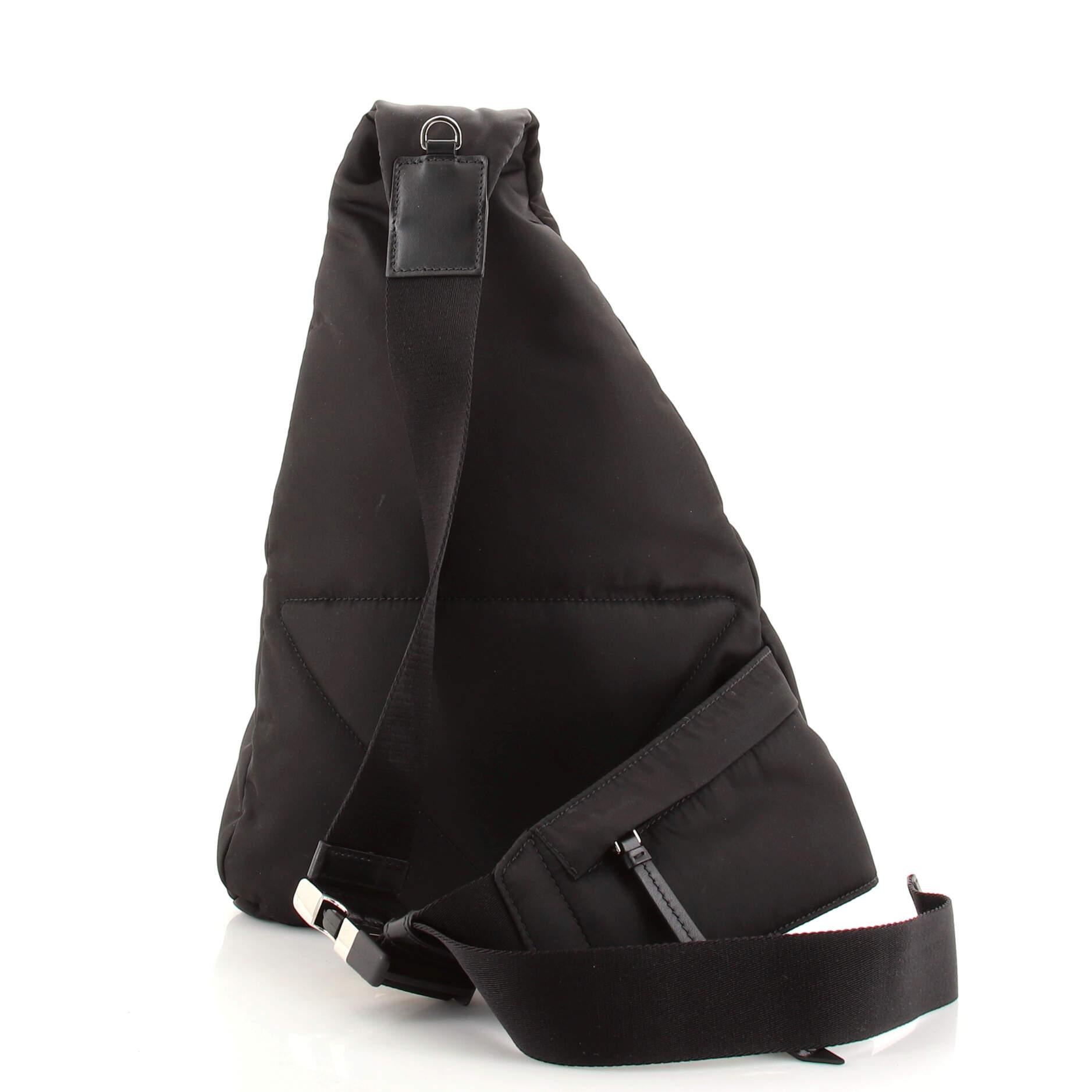 Black Prada Zip Sling Backpack Re-Nylon