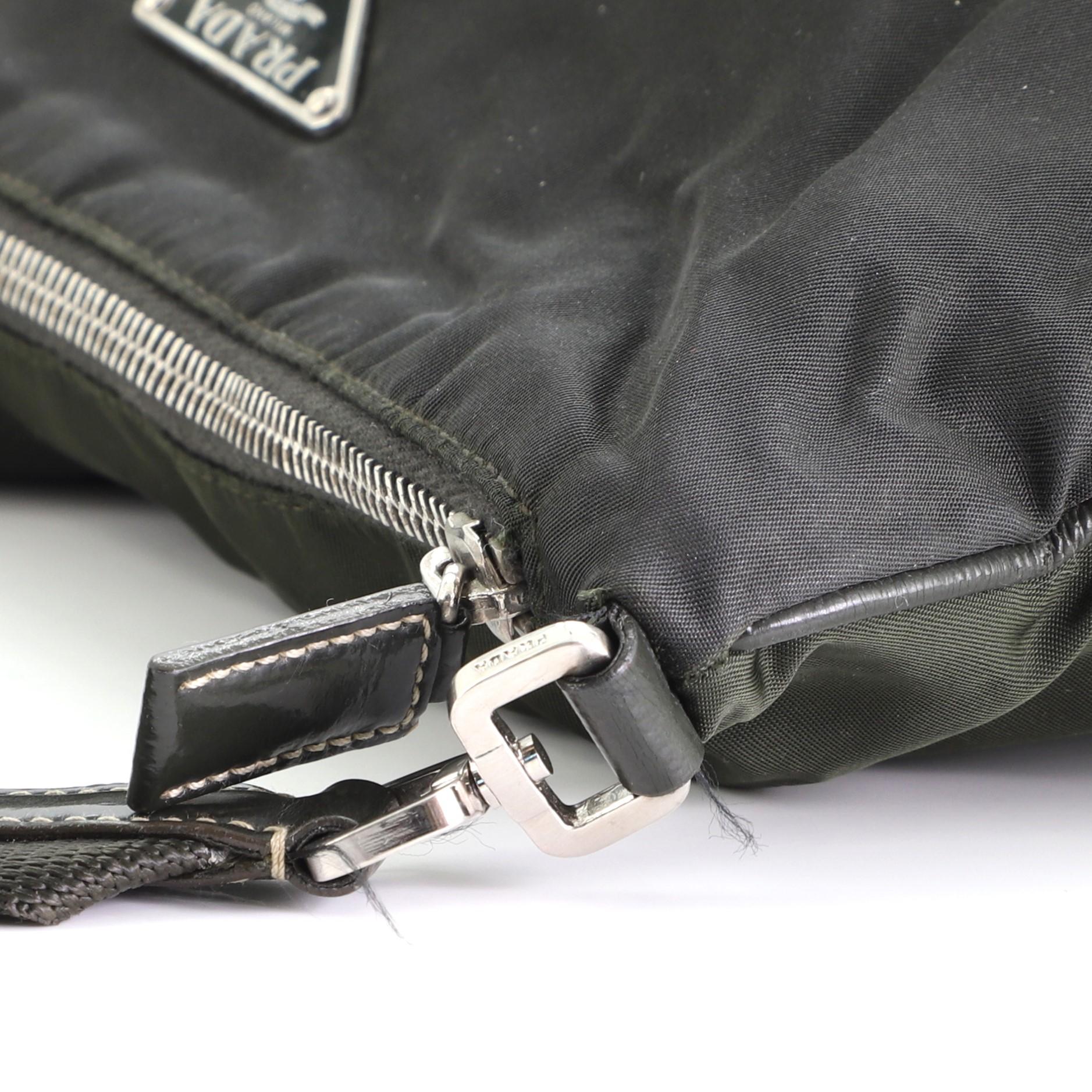 Prada Zip Top Messenger Bag Tessuto with Leather Medium at 1stDibs