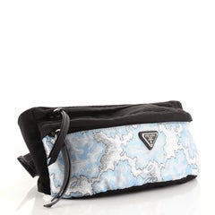 Prada Zip Waist Bag Embroidered Tessuto Medium