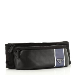 Prada  Zip Waist Bag Printed Leather and Tessuto