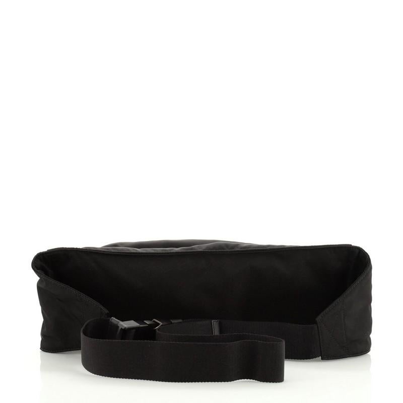 Black Prada Zip Waist Bag Printed Leather and Tessuto