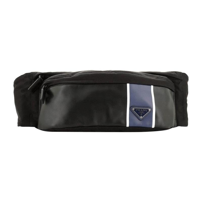 Prada Zip Waist Bag Printed Leather and Tessuto