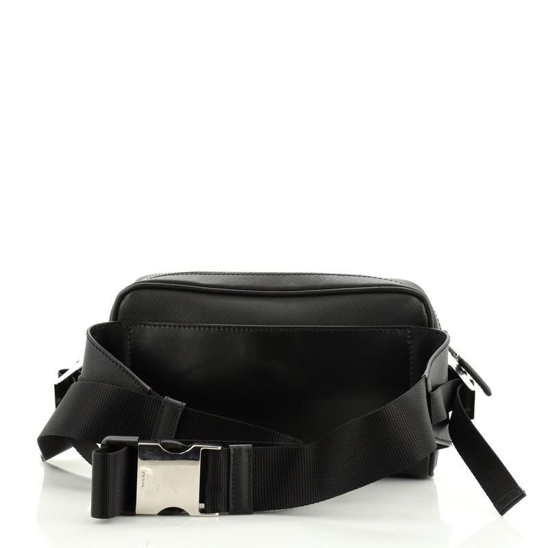 Black Prada Zip Waist Bag Saffiano Leather Small 