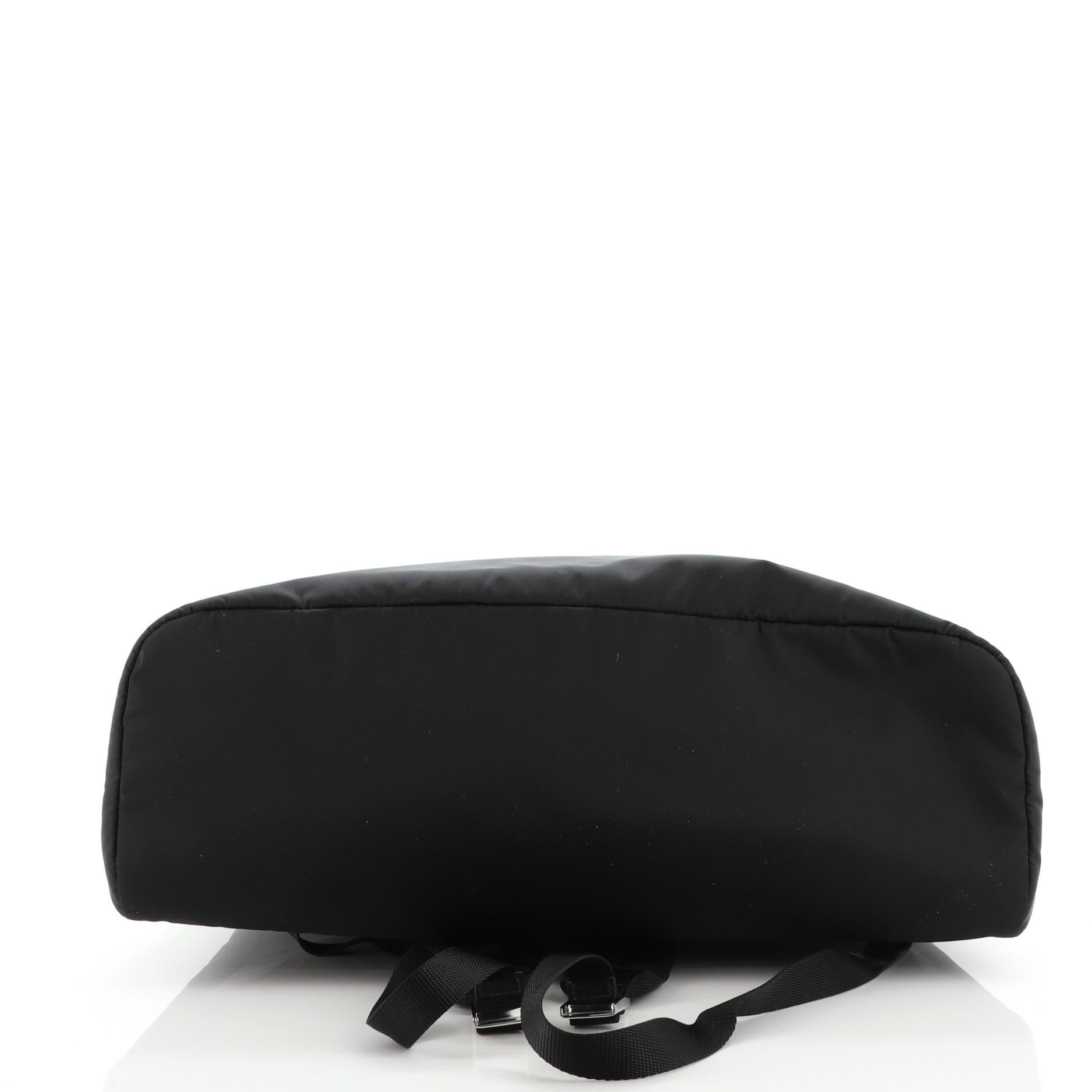 Black Prada Zipped Triangle Flap Backpack Re-Nylon and Leather