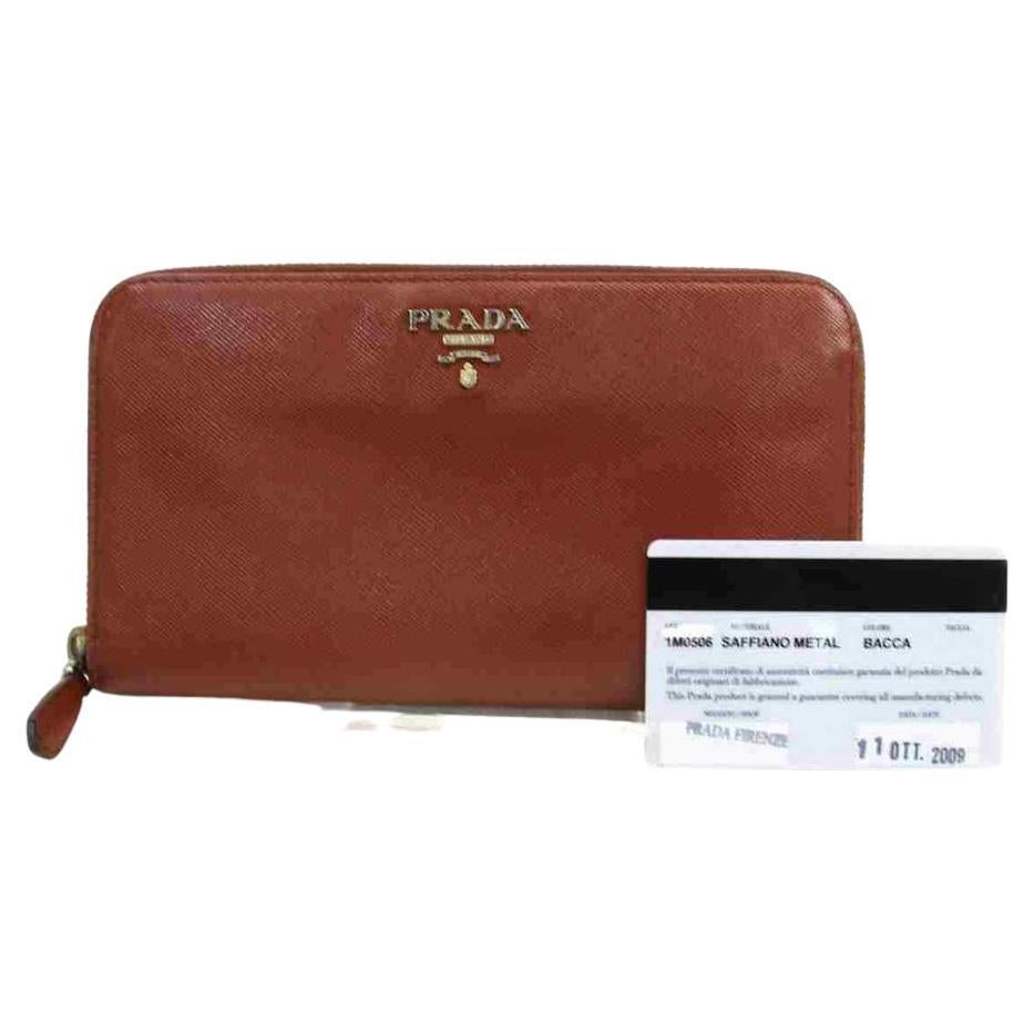 Prada Zippy Wallet Browns Leather 860339 For Sale