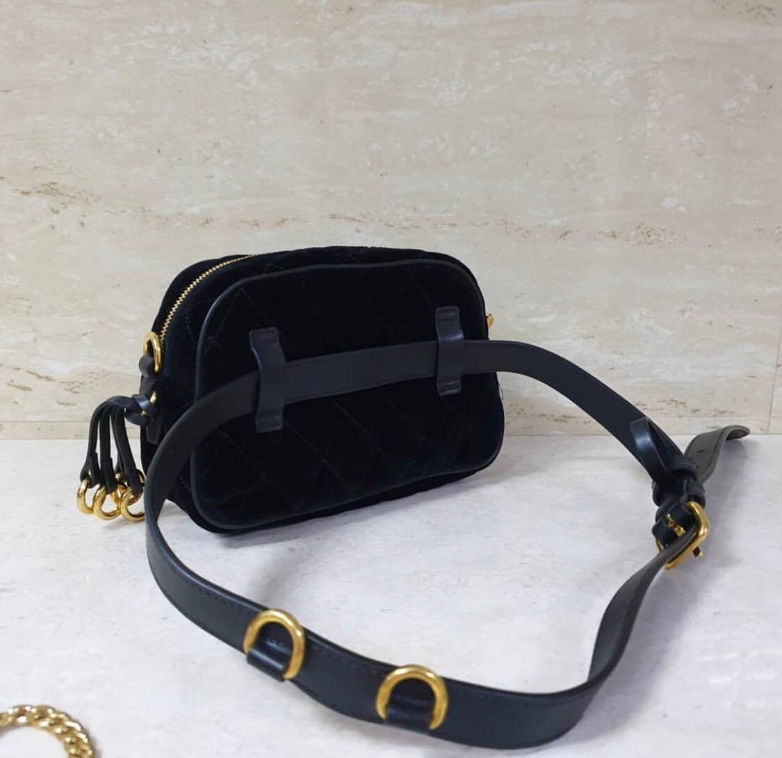 Black PradaCahier Small Velvet Convertible Belt Bag