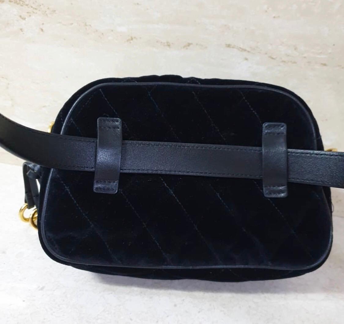 PradaCahier Small Velvet Convertible Belt Bag In Excellent Condition In Krakow, PL