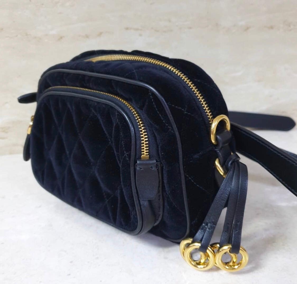 Women's PradaCahier Small Velvet Convertible Belt Bag