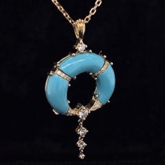 Pradera 18K Yellow Gold Pendant with Natural Turquoise and Natural Diamonds