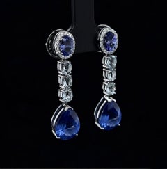 Orecchini Pradera in oro bianco 18k con tanzanite, acquamarine e diamanti