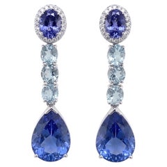 Orecchini Pradera in oro bianco 18k con tanzanite, acquamarine e diamanti
