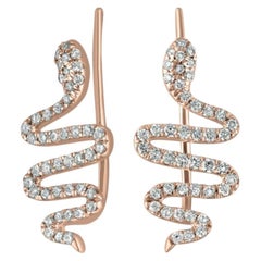 Pradera Irama 18K Rose Gold Snakes Pavé Earrings, 0.41ct Diamonds