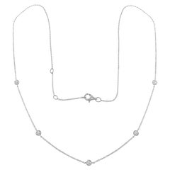 Pradera Irama 18K White Gold Diamond Link Pendant Necklace, New