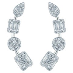 Pradera Irama 18K White Gold Earcuff Earrings with 1.51 ct Diamonds