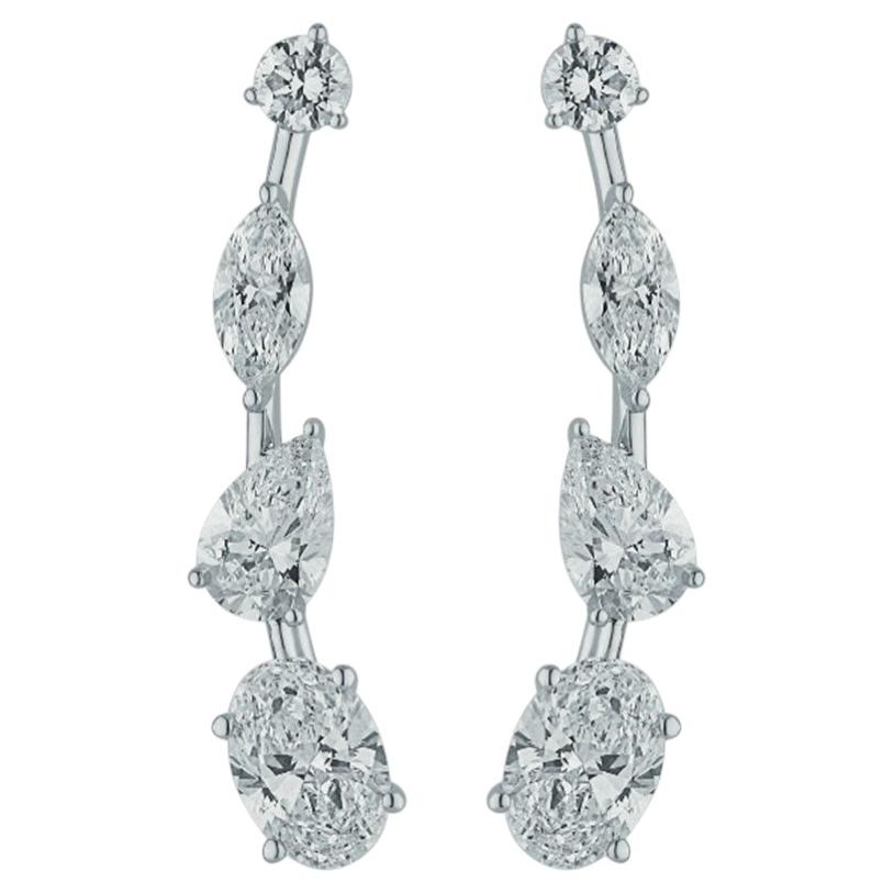 Pradera Irama 18K White Gold Earcuff Earrings with 3.54ct Diamonds For Sale