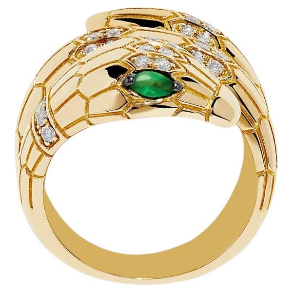 Anello in oro 14K di Pradera Jewell con Whiting  Diamanti e smeraldi in vendita