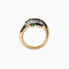Pradera Jewels 14K Gold Ring with White  Diamonds & Sapphire