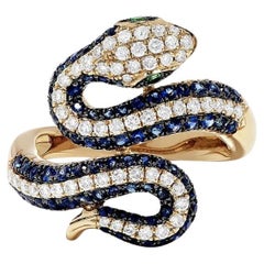 Anello in oro 14K di Pradera Jewell con Whiting  Diamanti e Zaffiri