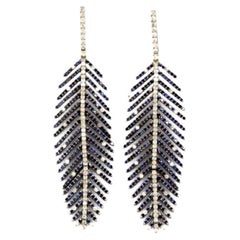 Pradera Jewels 14K Gold & Silver Earrings with Diamonds & Blue Sapphire