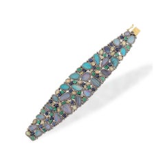 Pradera Jewels 18K Gold & Silber Armband mit Diamanten Smaragd Saphir & Opal