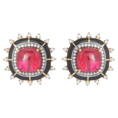 Pradera Jewels 18K Gold & Silver Earrings with Diamonds & Rubies