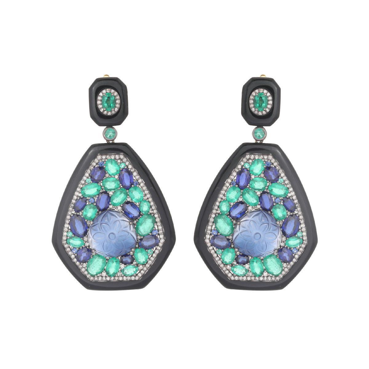Anello Pradera Jewell in oro e argento 18 carati con diamanti e smeraldo in vendita 9