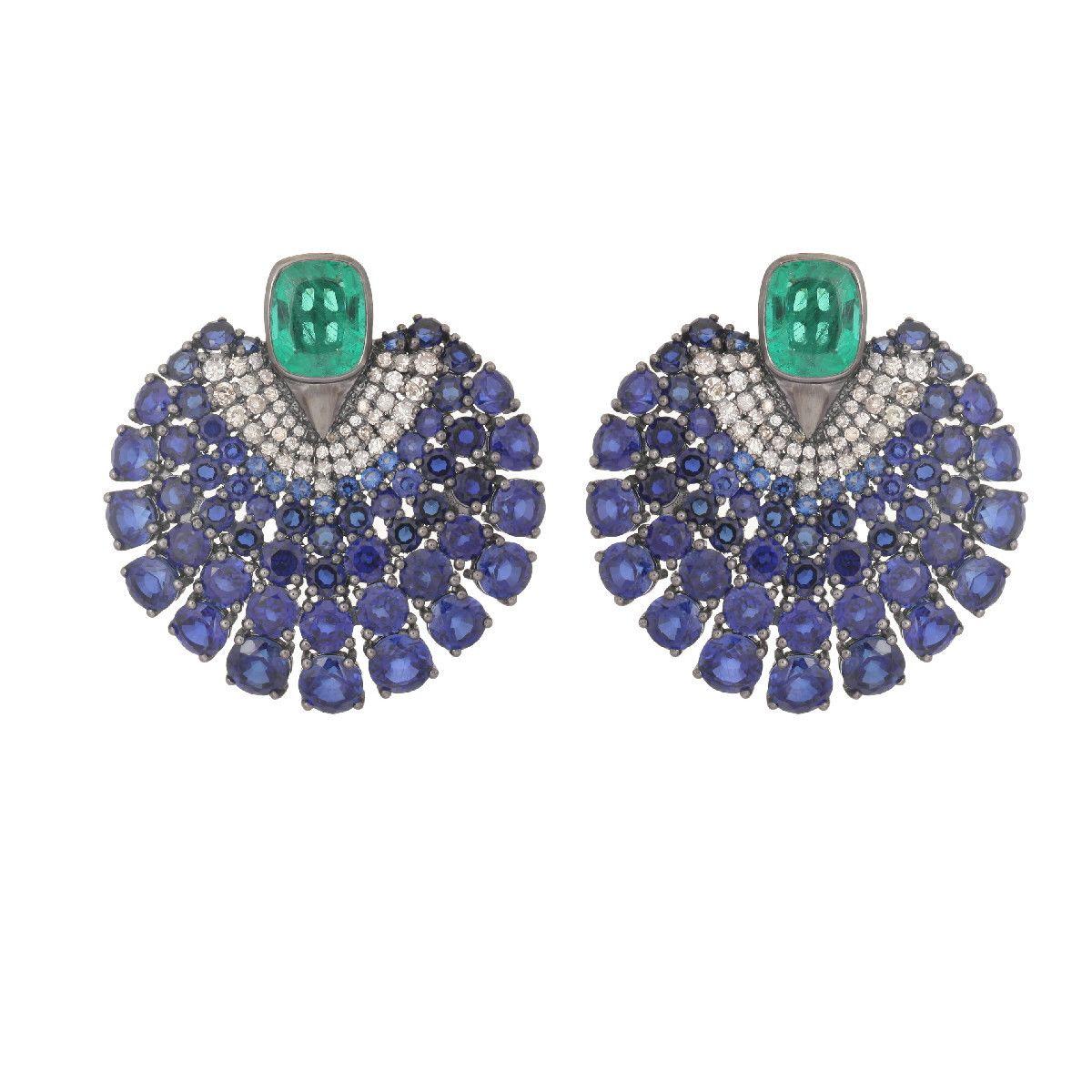 Anello Pradera Jewell in oro e argento 18 carati con diamanti e smeraldo in vendita 13