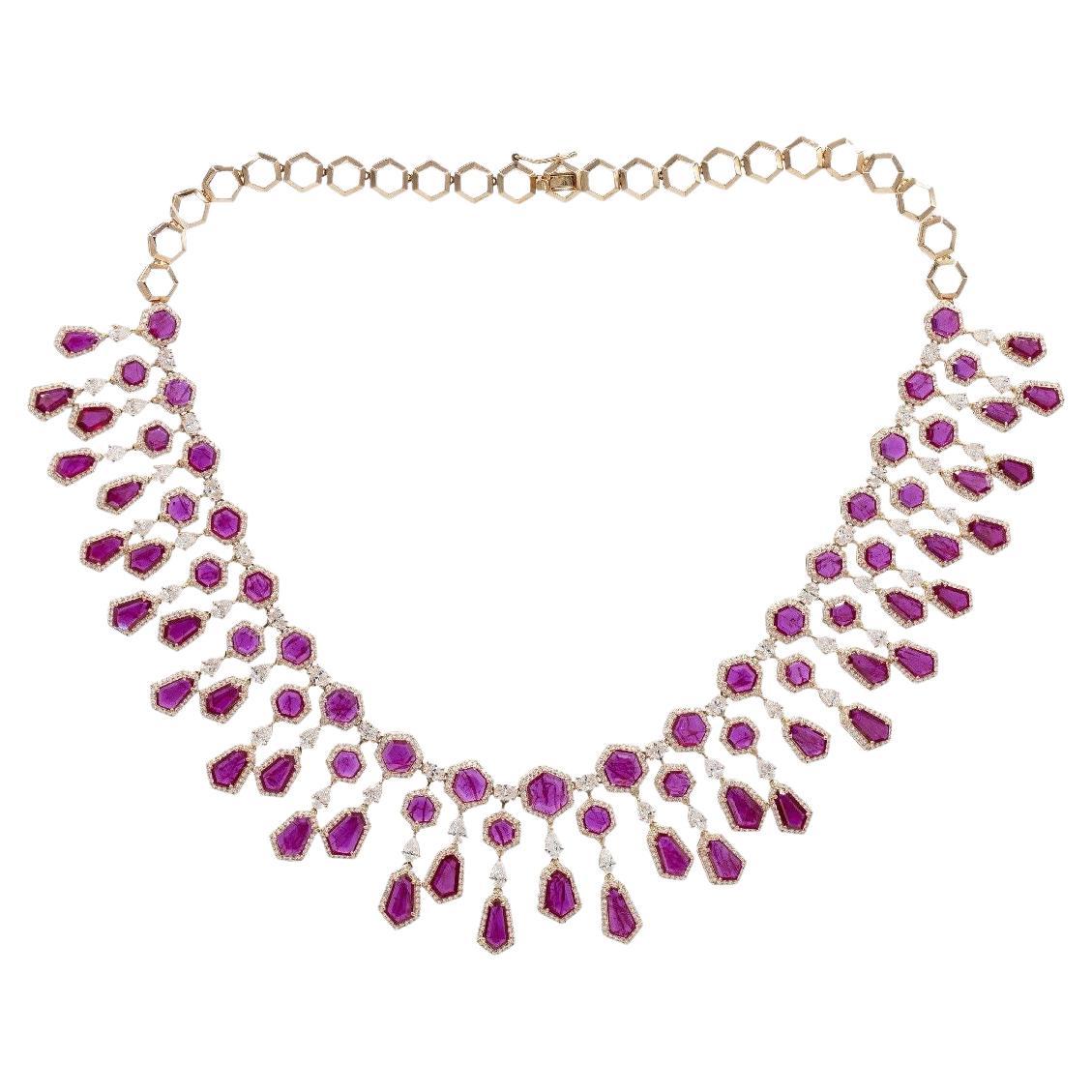 Pradera Jewels Collier en or jaune 18 carats avec diamants et émeraudes