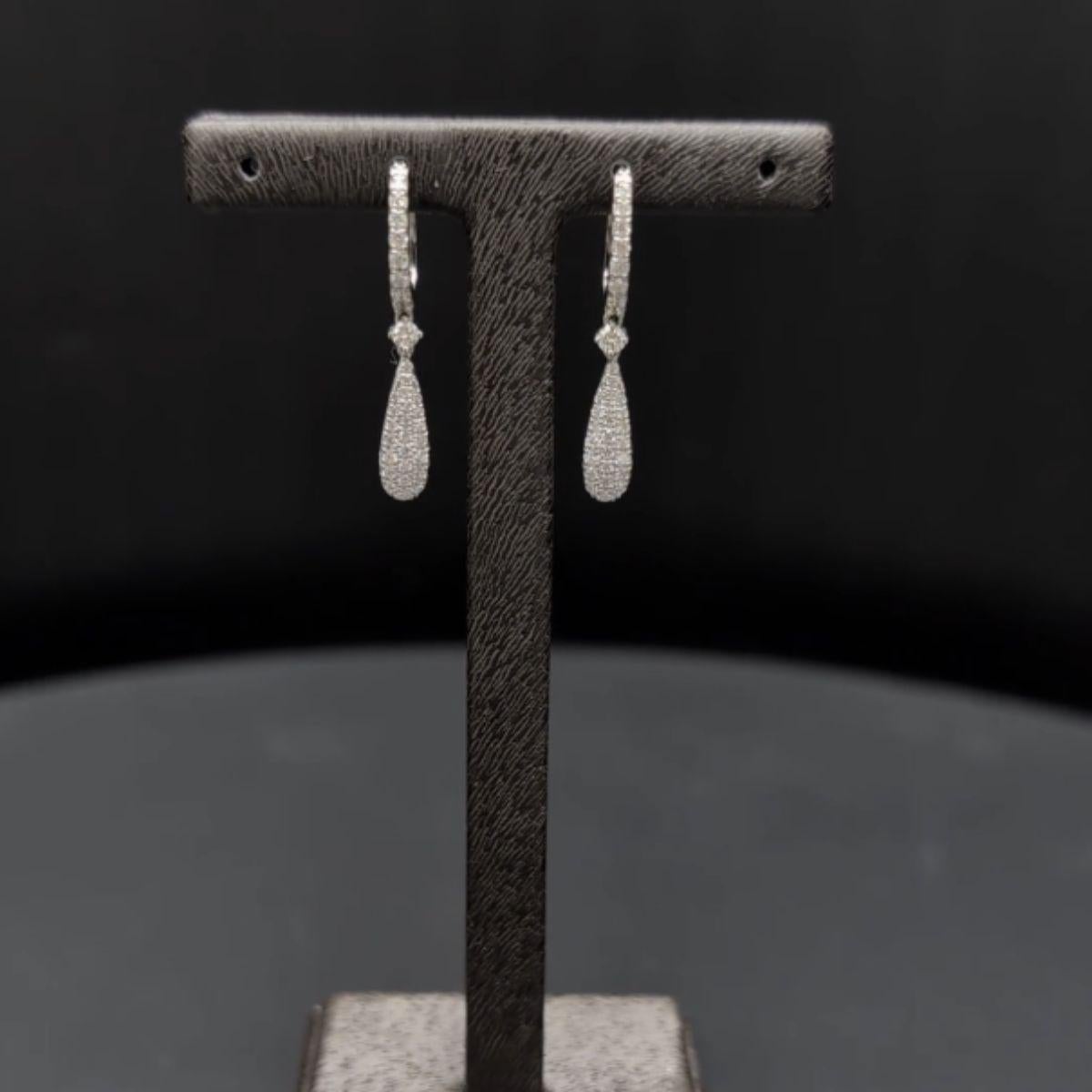 Pradera Joyas Pendientes Oro Blanco 18K con Diamantes Contemporáneo en venta