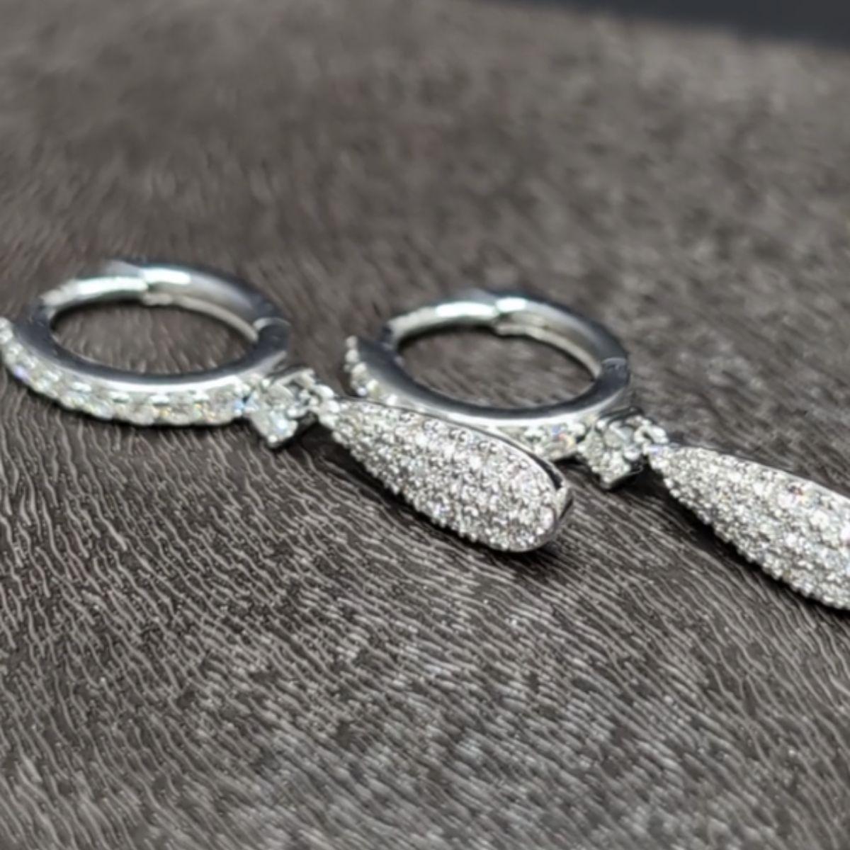 Pradera Joyas Pendientes Oro Blanco 18K con Diamantes Corte brillante en venta