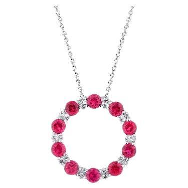 Pradera Joyas Colgante de Oro Blanco de 18k con Diamantes y 5 Rubíes en venta
