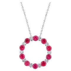 Pradera Jewels Ciondolo in oro bianco 18k con diamanti e 5 rubini