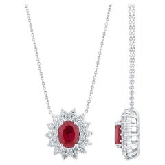 Pradera Jewels Ciondolo in oro bianco 18 carati con diamanti e rubini