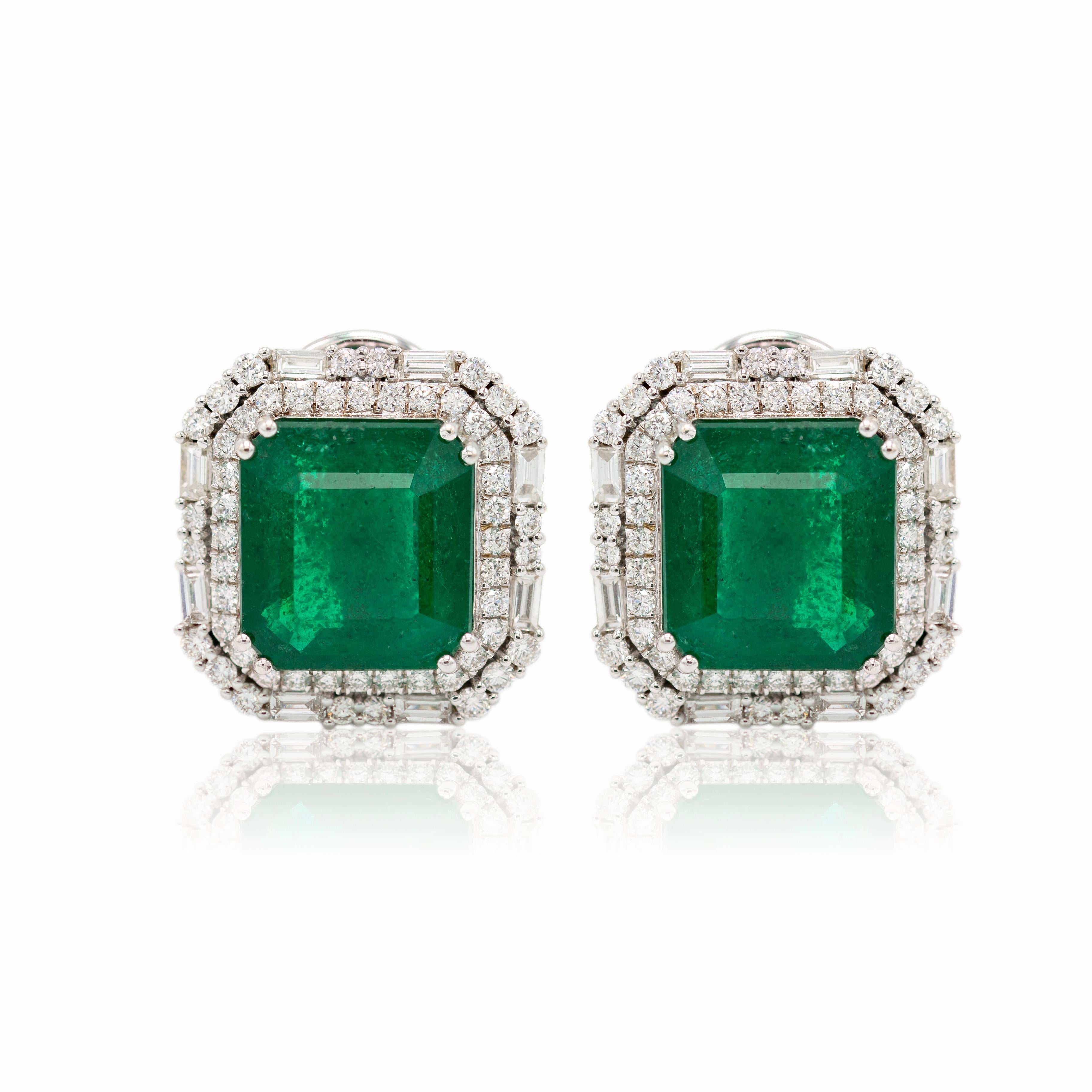 Pradera Jewels Bague et pendentif en or blanc 18 carats avec diamants et émeraude (paire) en vente 8