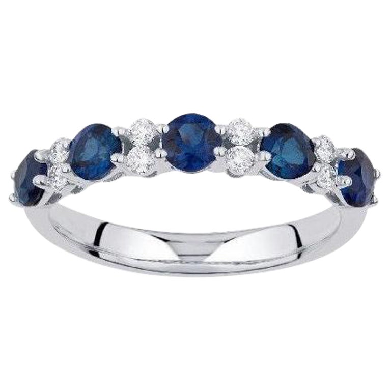 Pradera Joyas Anillo de Oro Blanco de 18k con Diamantes y 5 Zafiros en venta