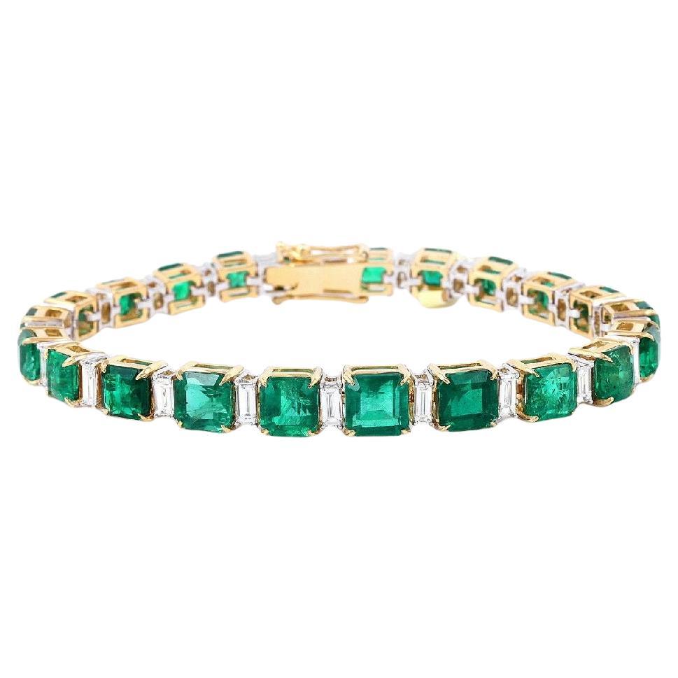 Pradera Jewels Bracelet en or jaune 18k avec diamants et émeraude