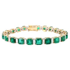 Pradera Jewels 18k Yellow Gold Bracelet With Diamonds & Emerald