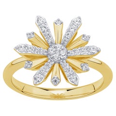Pradera Jewels 18K Yellow Gold  Double Edelweiss Sunshine Ring with Diamonds