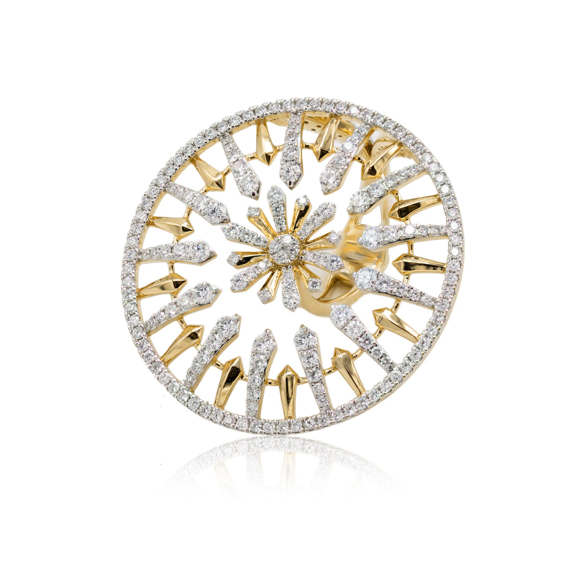Pradera Jewels Bague en or jaune 18 carats avec diamants en vente 7