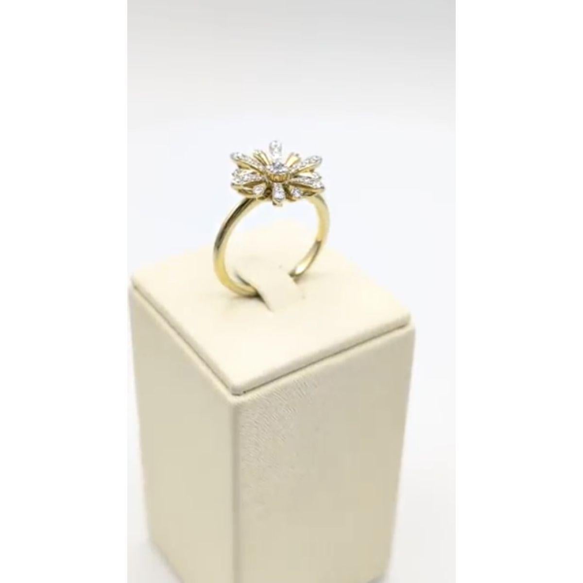 Pradera Jewels Bague soleil Edelweiss en or jaune 18 carats avec diamants en vente 10