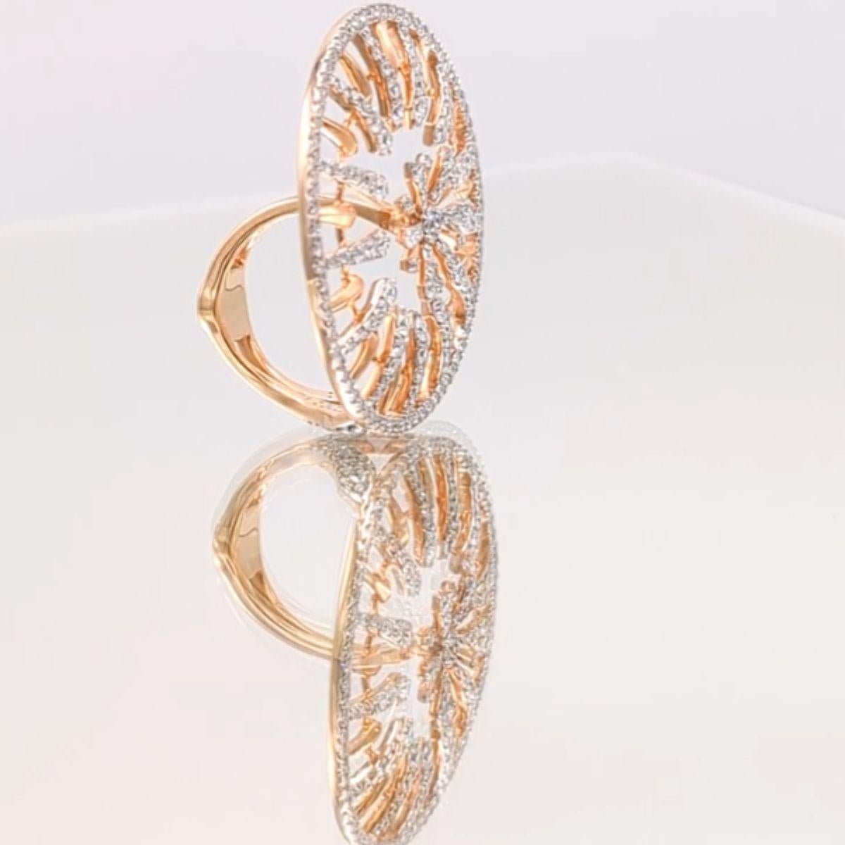 Taille brillant Pradera Jewels Bague en or jaune 18 carats avec diamants en vente