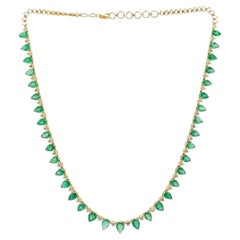 Collana in oro giallo 18k con diamanti e smeraldo di Pradera Jewels
