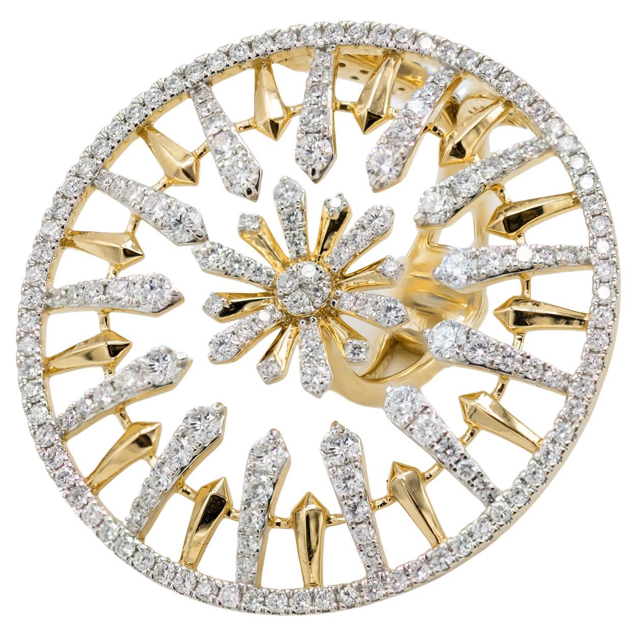 Pradera Jewels Bague en or jaune 18 carats avec diamants en vente