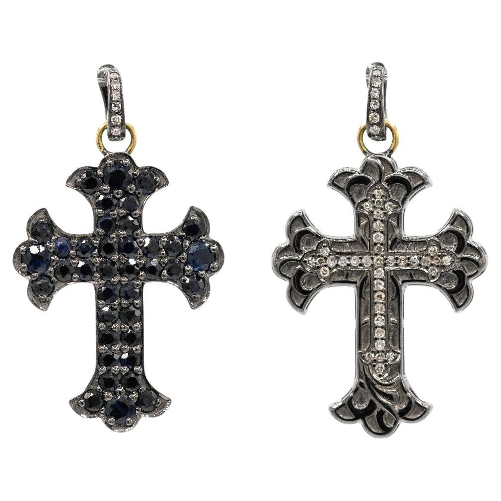 Taille brillant Pradera Jewels Boucles d'oreilles en or jaune 18 carats et argent & Diamants & Émeraudes en vente
