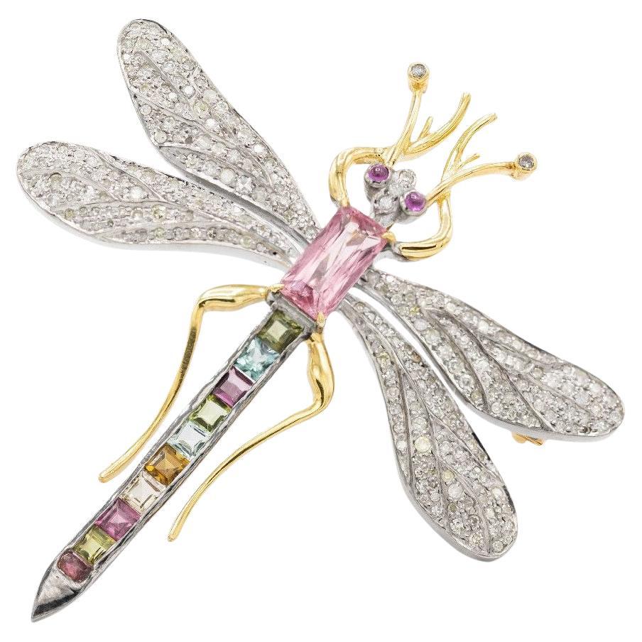 Taille brillant Pradera Jewels Pendentif en or jaune 18 carats et argent, avec diamants et saphirs en vente