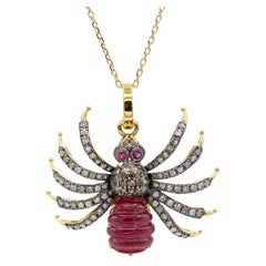 Pradera Jewels 18K Yellow Gold & Silver Pendant with Diamonds & Rubies